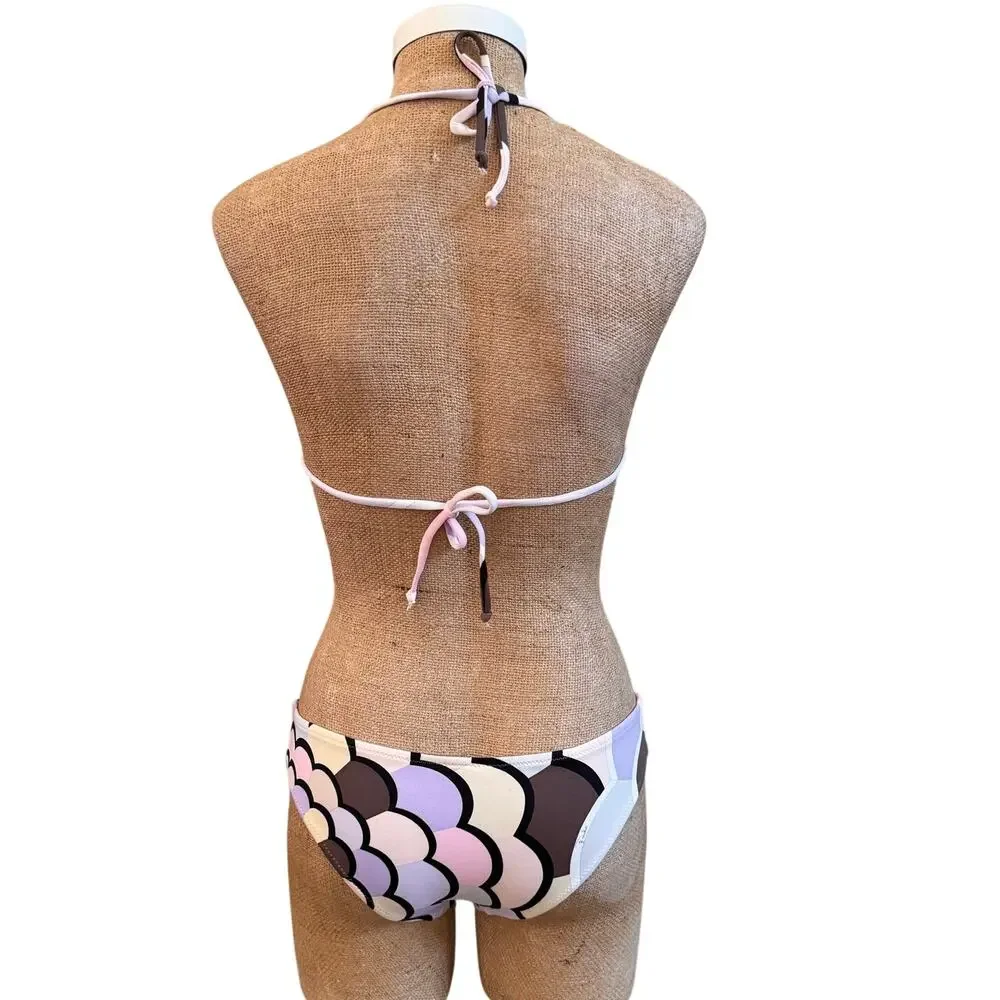 Emilio Pucci Y2K Print Luxury Halter Bikini Swim Bathing Suit Classic Print XS